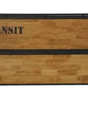 Tête de lit hévéa recyclé naturel et métal noirci 180X120cm DOCKER Bon Marché