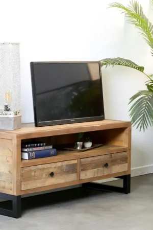 Achat Immédiat Meuble TV bois recyclé 2 tiroirs BRISBANE