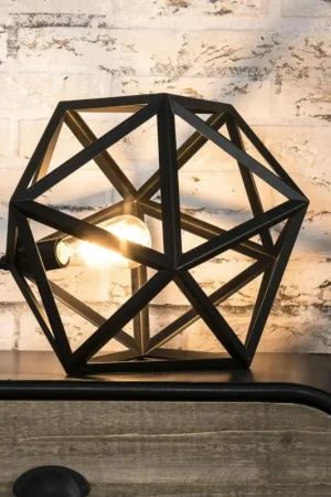 Top Vente Lampe à poser métal noir forme hexagonale 41cm TRIBECA