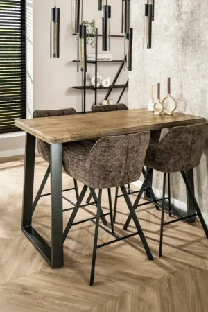 Expédié Aujourd'hui Table bar bois de manguier acier 135 cm LUCKNOW