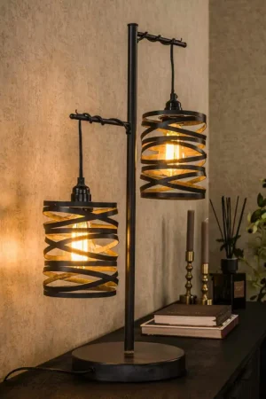 Prix Bas Lampe à poser ruban 2 abat-jours RALF