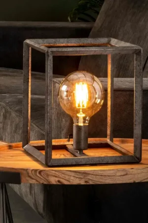 Cube lumineux industriel finition argent vieilli RALF Solde