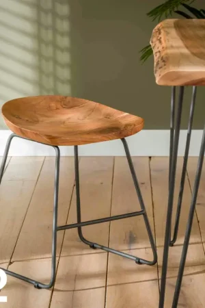 Vente Directe Tabouret bas bois d'acacia (lot de 2) MELBOURNE