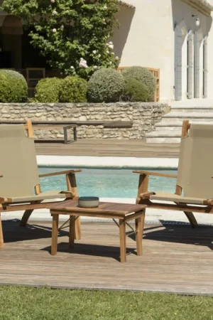 Retour Gratuit Salon de jardin pliant 2 places en bois d'acacia BAHIA