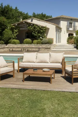 Promotion Saisonnière Salon de jardin en bois d'acacia 5 places BAHIA