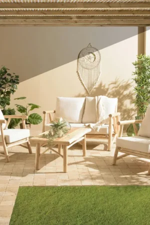 Ensemble salon teck ajouré MANAK Top Vente