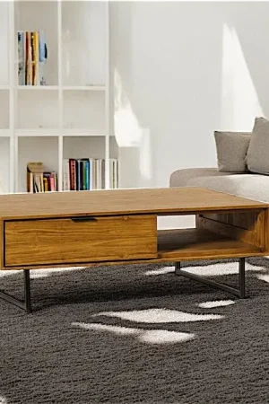 Bon Marché Table basse avec rangement en bois de teck recyclé DEPOK