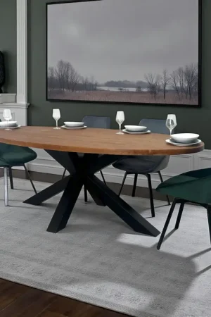 Table à manger ovale en bois de teck recyclé 220 cm ONTARIO Paiement Sécurisé