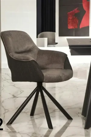 Fauteuil pivotant bi-matière, couleur taupe (lot de 2) IENA Expédié Aujourd'hui