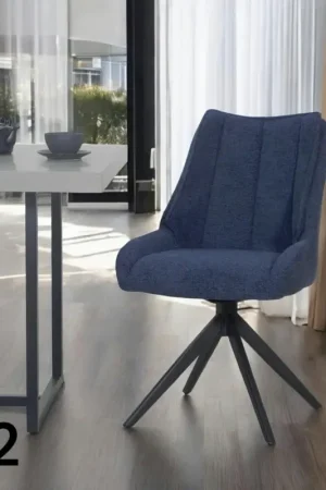 Meilleure Vente Chaise bleu nuit pivotante en velours texturé (lot de 2) IENA