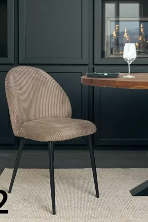 Chaise en tissu côtelé taupe (lot de 2) IENA Satisfait Ou Remboursé