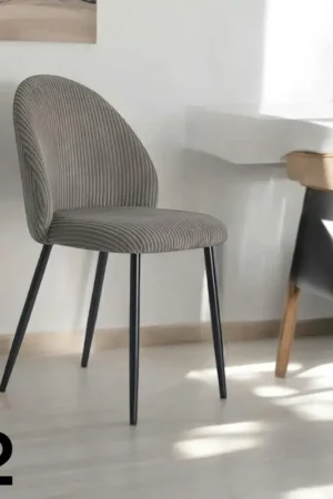 Chaise en tissu côtelé gris (lot de 2) IENA Must-Have