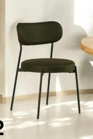 Must-Have Chaise en tissu résille matelassée vert (lot de 2) IENA