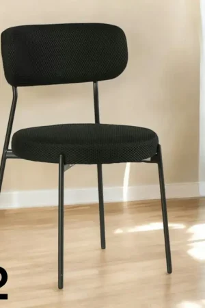 Produit De Marque Chaise en tissu résille matelassée noir (lot de 2) IENA