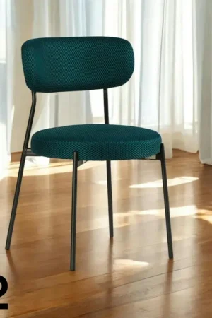 Authentique Chaise en tissu résille matelassée bleu (lot de 2) IENA