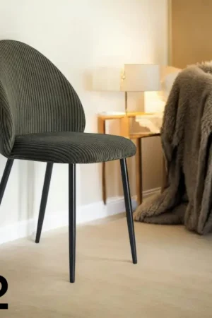 Super Prix Chaise en tissu côtelé vert (lot de 2) IENA