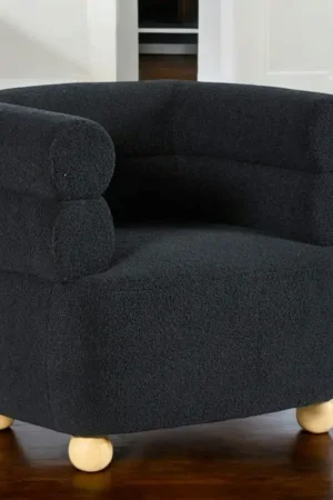 Fauteuil cabriolet design tissu bouclé bleu IENA Pas Cher