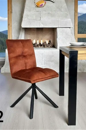 Chaise rotative tissu rouille (lot de 2) IENA Pas Cher