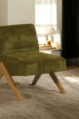 Fauteuil de salon bois et velours vert SOHO Affaire À Saisir
