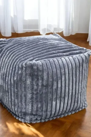 Quantité Limitée Pouf carré velours grosses côtes gris VISBY