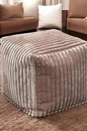 Pouf carré velours grosses côtes camel VISBY Retour Gratuit
