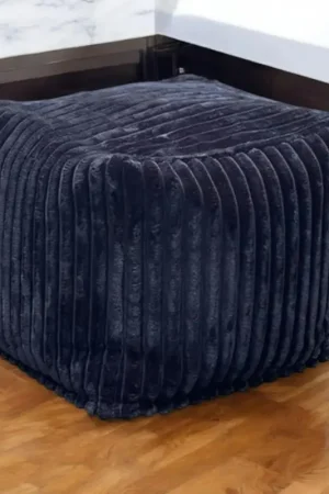 Haute Qualité Pouf carré velours grosses côtes anthracite VISBY