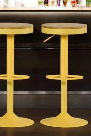 Tabouret de bar réglable métal jaune (lot de 2) LEEDS Dernière Chance