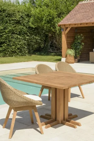 Produit De Marque Table de jardin carrée teck recyclé naturel 110x110 MANY