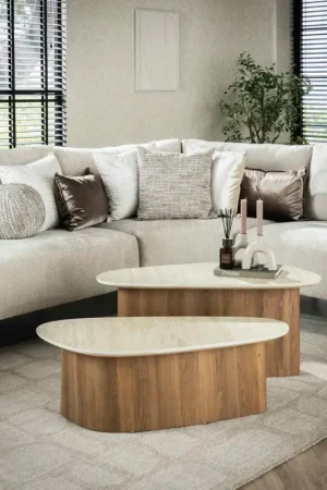 Table basse en céramique forme organique (lot de 2) ASCOLI Acheter Direct