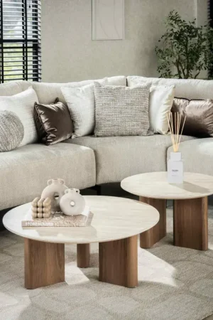 Bon Plan Table basse ronde en céramique (lot de 2) ASCOLI