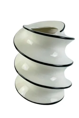 Meilleure Vente Vase spirale blanc et noir H18,5 cm