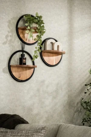 Nouvel Arrivage Etagère murale ronde en bois d'acacia Ø 35 cm (lot de 3) MELBOURNE