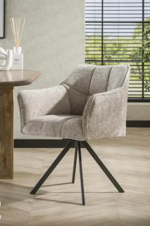 Chaise pivotante de salle à manger en velours texturé sable (lot de 2) MELBOURNE Vente Flash