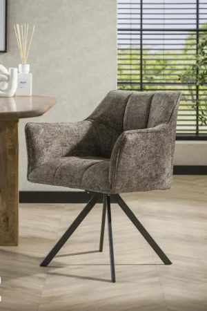 Certifié Chaise pivotante de salle à manger en velours texturé taupe (lot de 2) MELBOURNE