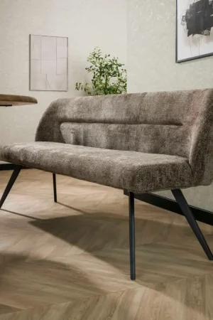 Banquette de salle à manger en velours texturé taupe 180 cm MELBOURNE Populaire