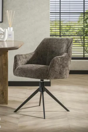 Commander Vite Chaise pivotante grand confort en velours texturé taupe (lot de 2) MELBOURNE