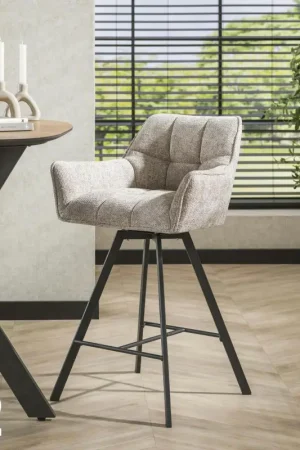 Quantité Limitée Chaise de bar pivotante en velours texturé sable (lot de 2) MELBOURNE