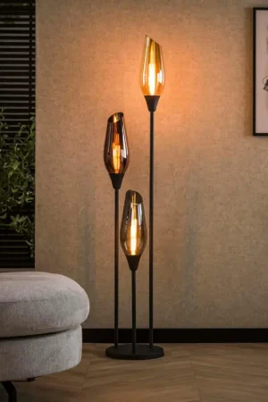 Lampadaire vintage avec abat-jour en verre forme torche NIAGARA Nouveauté