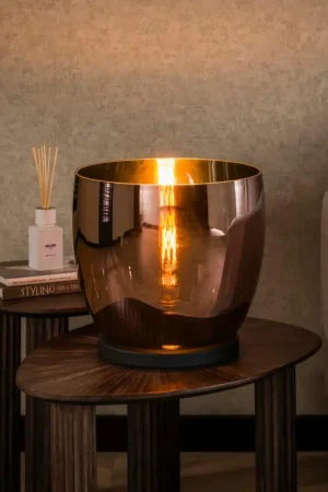 Lampe de salon moderne avec vasque en verre cuivré 32 cm NIAGARA Prix Promo