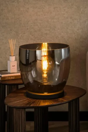 Retour Gratuit Lampe de salon moderne avec vasque en verre gris fumé 32 cm NIAGARA