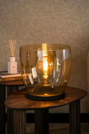 Lampe de salon moderne avec vasque en verre ambré 32 cm NIAGARA Prix Réduit