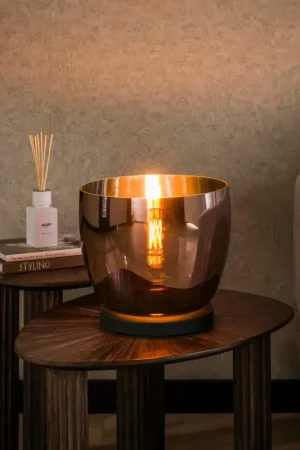 Promotion Lampe de salon moderne avec vasque en verre cuivré 27 cm NIAGARA