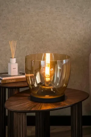 Prix Cassé Lampe de salon moderne avec vasque en verre ambré 27 cm NIAGARA
