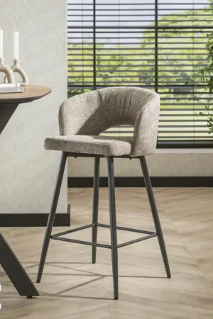Tabouret de bar beige sable en velours tissé avec dossier ouvert (lot de 2) GALWAY Commander Maintenant