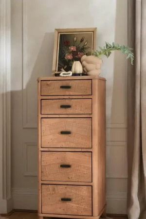 Chiffonnier en bois recyclé FSC 5 tiroirs HANOI Pas Cher