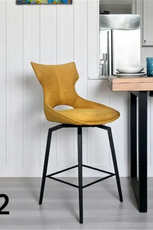 Chaise de bar pivotante tissu doré (lot de 2) LOMBARDIE Meilleur Prix