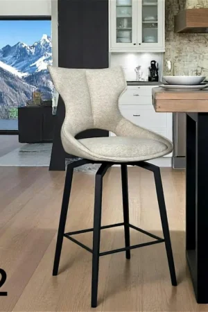 Achetez Aujourd'hui Chaise de bar pivotante tissu beige (lot de 2) LOMBARDIE