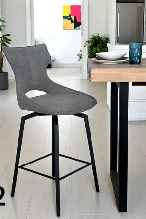 Acheter Direct Chaise de bar pivotante tissu gris (lot de 2) LOMBARDIE