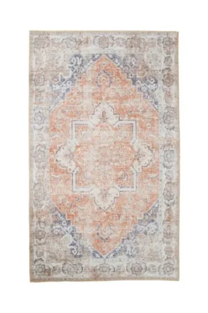 Prix Choc Tapis vintage orange et bleu à motifs traditionnels 160x230 cm FEZ