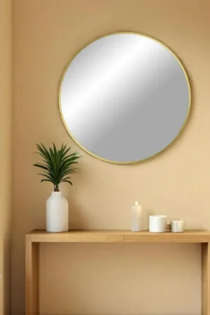 Miroir rond avec cadre en aluminium doré ø80 cm SEOUL Offre Du Jour